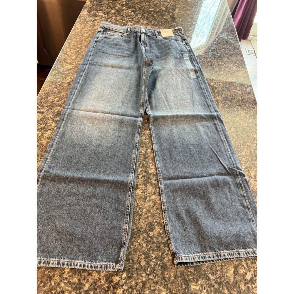 Aeropostale Baggy Wide Leg Jeans Lightweight Luxe Medium Wash Blue Denim 10R‎
